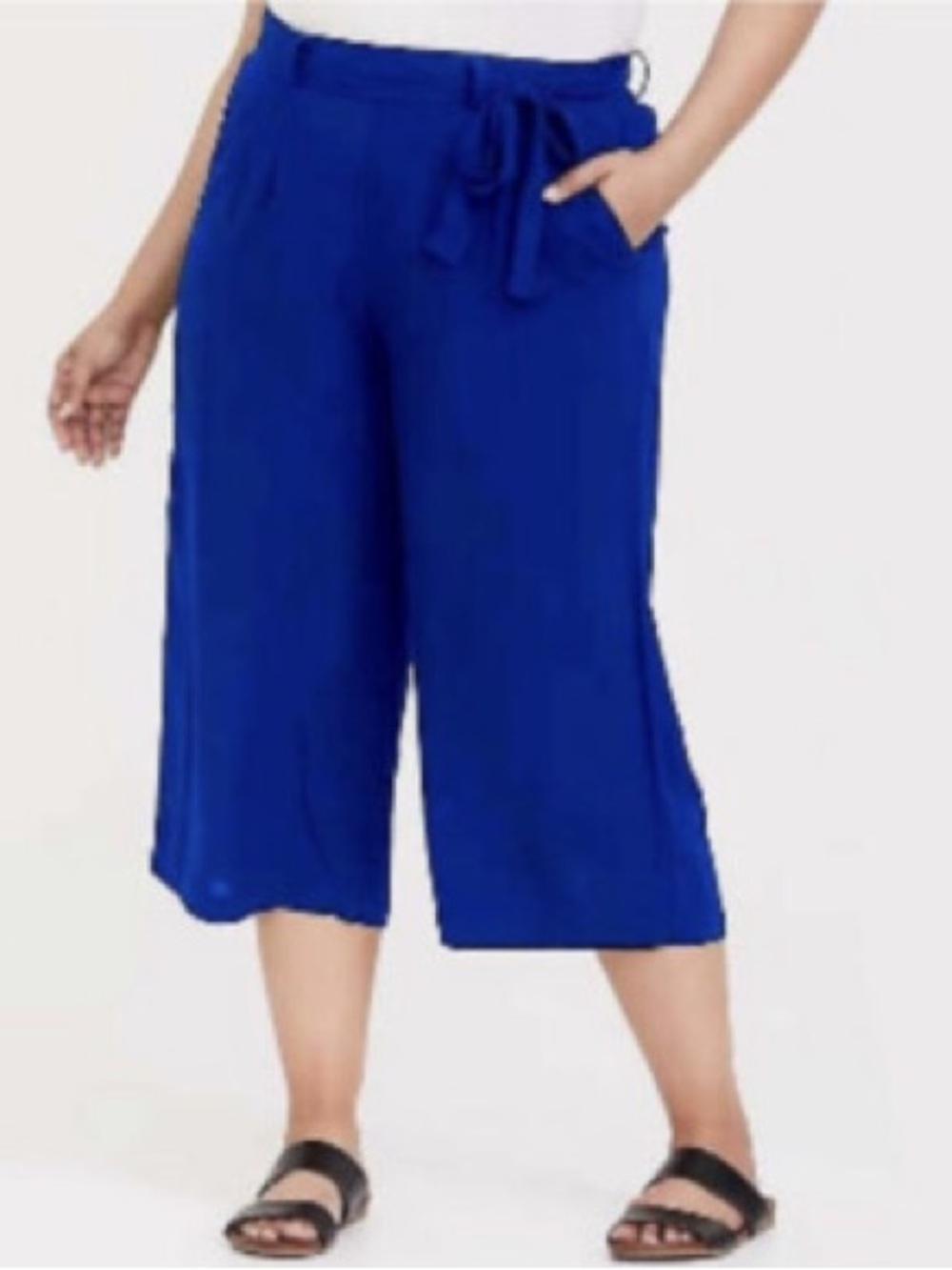 TORRID Self Tie Crinkle Gauze Sapphire Blue Culotte Capri Pants In 2 (18/20)